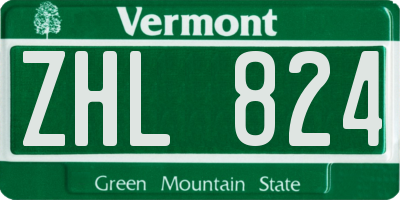 VT license plate ZHL824