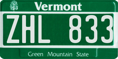 VT license plate ZHL833
