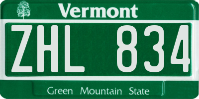 VT license plate ZHL834