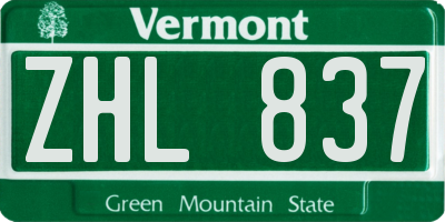 VT license plate ZHL837