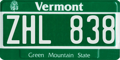 VT license plate ZHL838