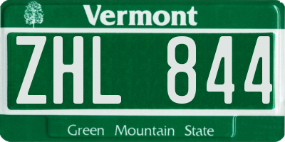 VT license plate ZHL844