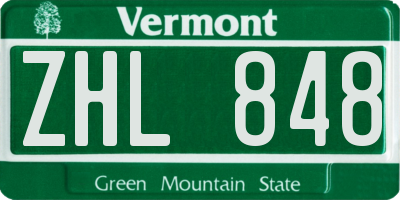 VT license plate ZHL848