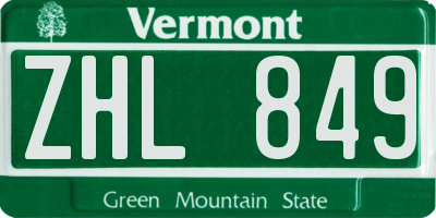 VT license plate ZHL849
