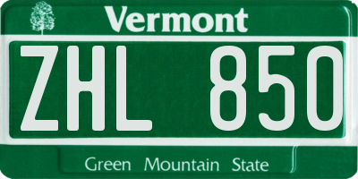 VT license plate ZHL850