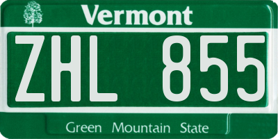 VT license plate ZHL855