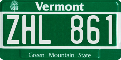 VT license plate ZHL861
