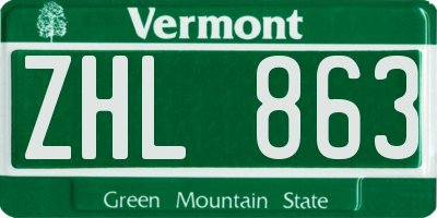 VT license plate ZHL863