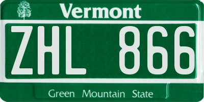 VT license plate ZHL866