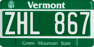 VT license plate ZHL867