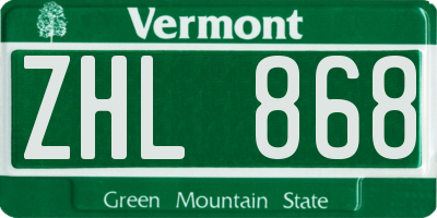 VT license plate ZHL868