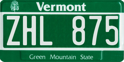 VT license plate ZHL875