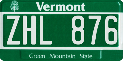 VT license plate ZHL876