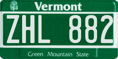 VT license plate ZHL882