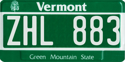 VT license plate ZHL883