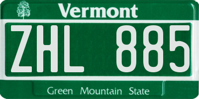 VT license plate ZHL885