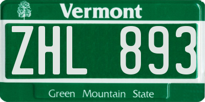 VT license plate ZHL893