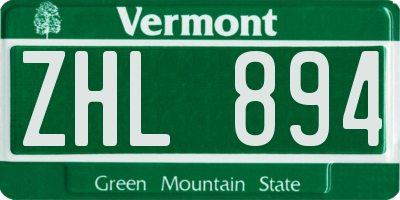 VT license plate ZHL894