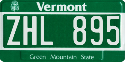 VT license plate ZHL895