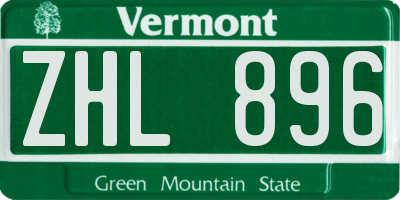 VT license plate ZHL896