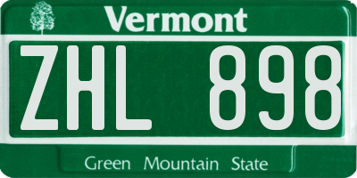 VT license plate ZHL898
