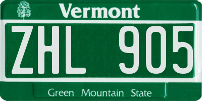VT license plate ZHL905