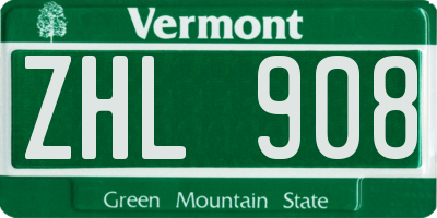 VT license plate ZHL908