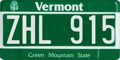 VT license plate ZHL915