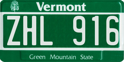 VT license plate ZHL916