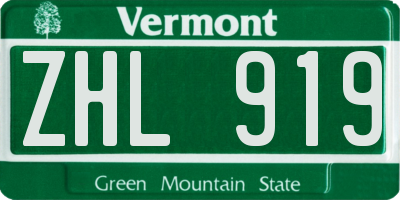 VT license plate ZHL919