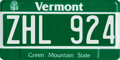 VT license plate ZHL924