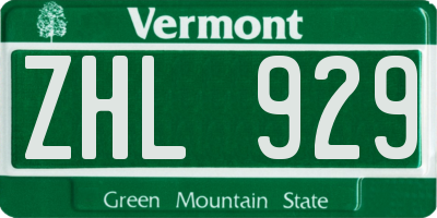 VT license plate ZHL929