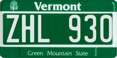 VT license plate ZHL930