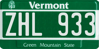 VT license plate ZHL933