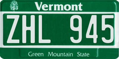 VT license plate ZHL945