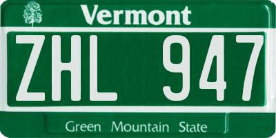 VT license plate ZHL947