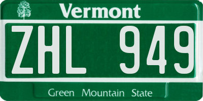VT license plate ZHL949