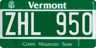 VT license plate ZHL950