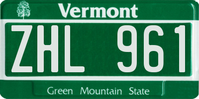 VT license plate ZHL961