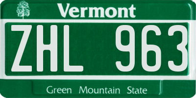 VT license plate ZHL963