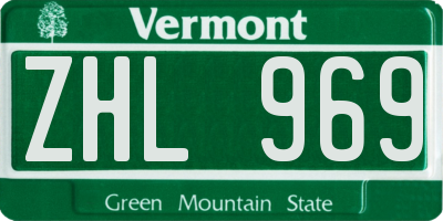 VT license plate ZHL969