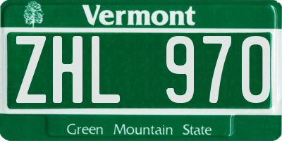 VT license plate ZHL970