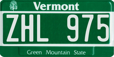VT license plate ZHL975