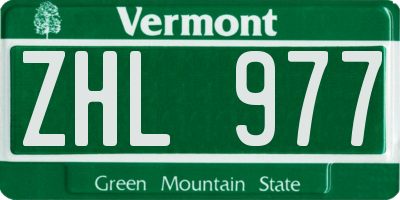 VT license plate ZHL977