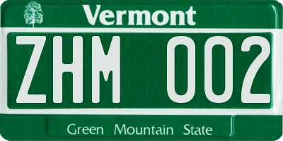 VT license plate ZHM002