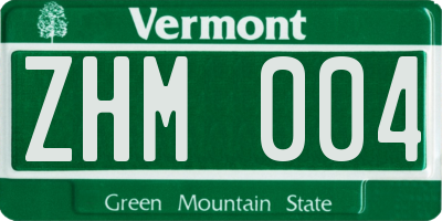 VT license plate ZHM004