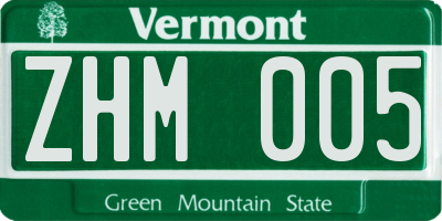 VT license plate ZHM005