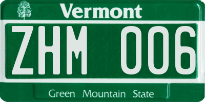 VT license plate ZHM006