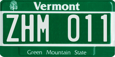 VT license plate ZHM011