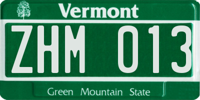 VT license plate ZHM013